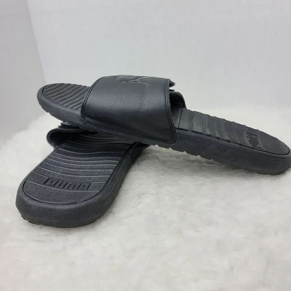Puma Slides Men's Size 12 Black Comfy Casual Sandals Cushioned EUC
